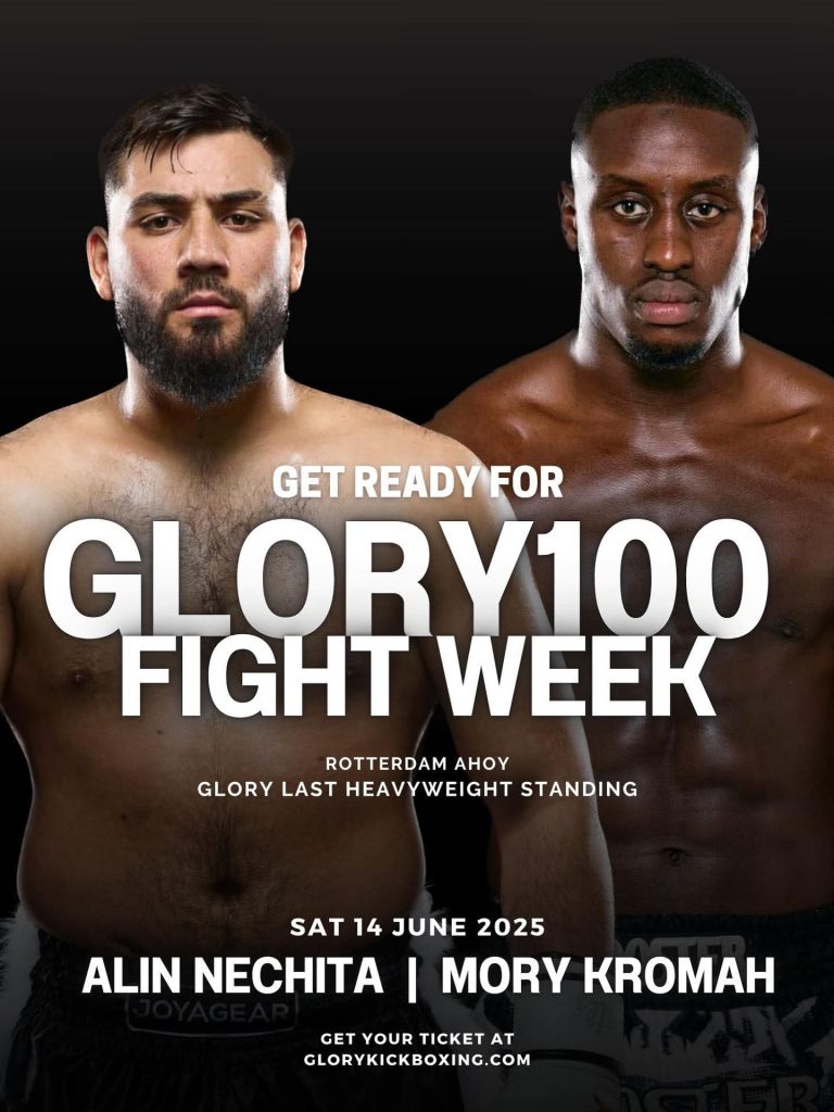 kickboxing, GLORY 100, Alin Nechita, Mory Kromah, Last Heavyweight Standing, pro fighters, top fighters, Rotterdam Ahoy, Tornado Fight Gym, Romanian heavyweight, GLORY tournament, GLORY kickboxing, heavyweight kickboxing, Tornado Gym Romania, Nechita vs Kromah, kickboxing tournament, GLORY 2025, kickboxing title fight, Dutch Guinean fighter, GLORY bracket, fight preview, DAZN PPV.